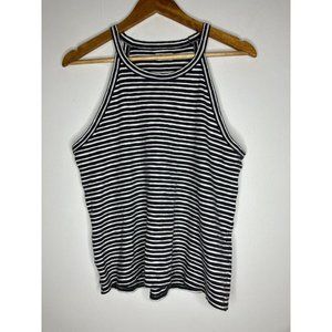 Madewell Women's XL Gray White Striped Halter Knit Tank Top